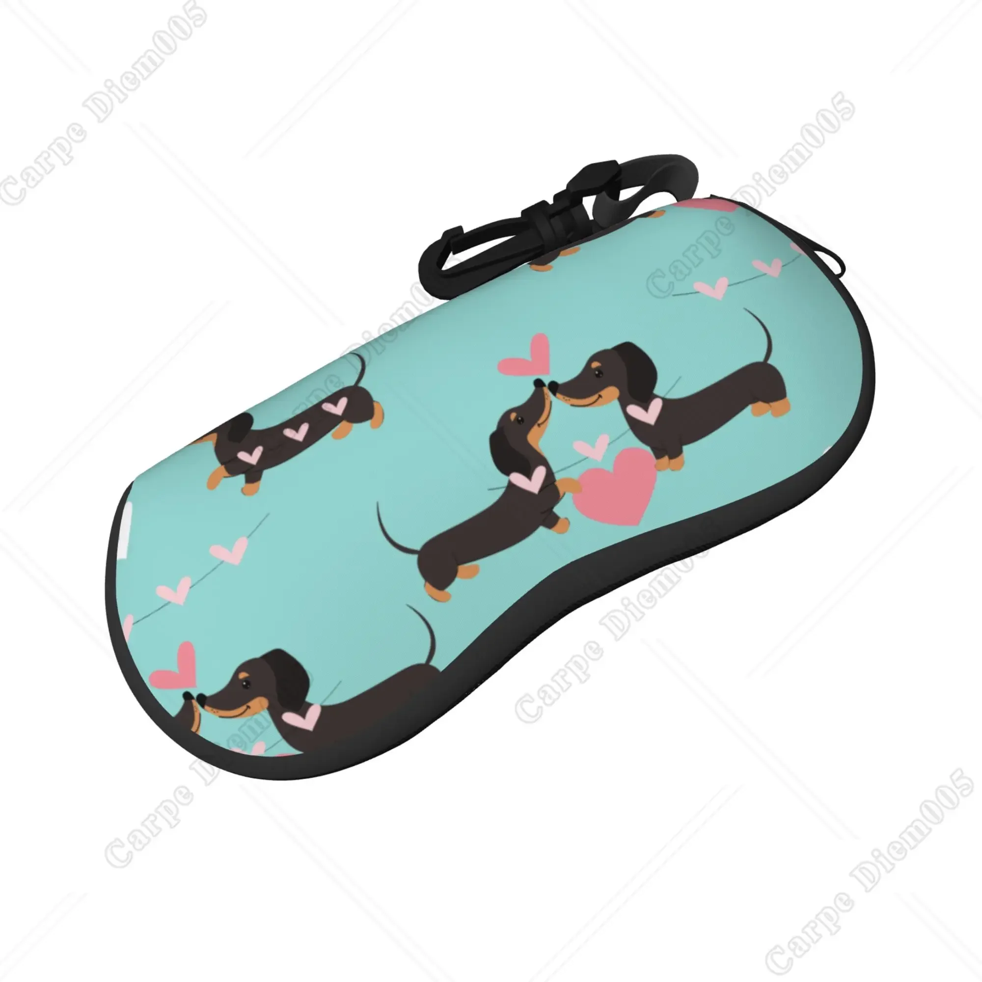 Dachshund Dog Lover Blue Sunglasses Cases Glasses Box Soft Glasses Bag for Women Outdoor Travel Accessories Print Portable