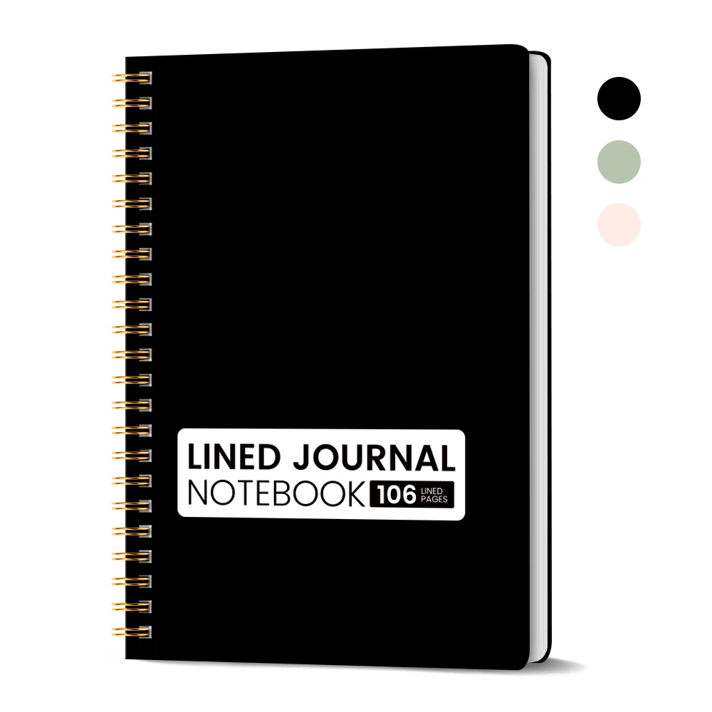 1Pc Lined Spiral Journal Notebook, 106 Pages, College Ruled Hardcover Notebook for Work & Note Taking, Journals for Writing, A5
