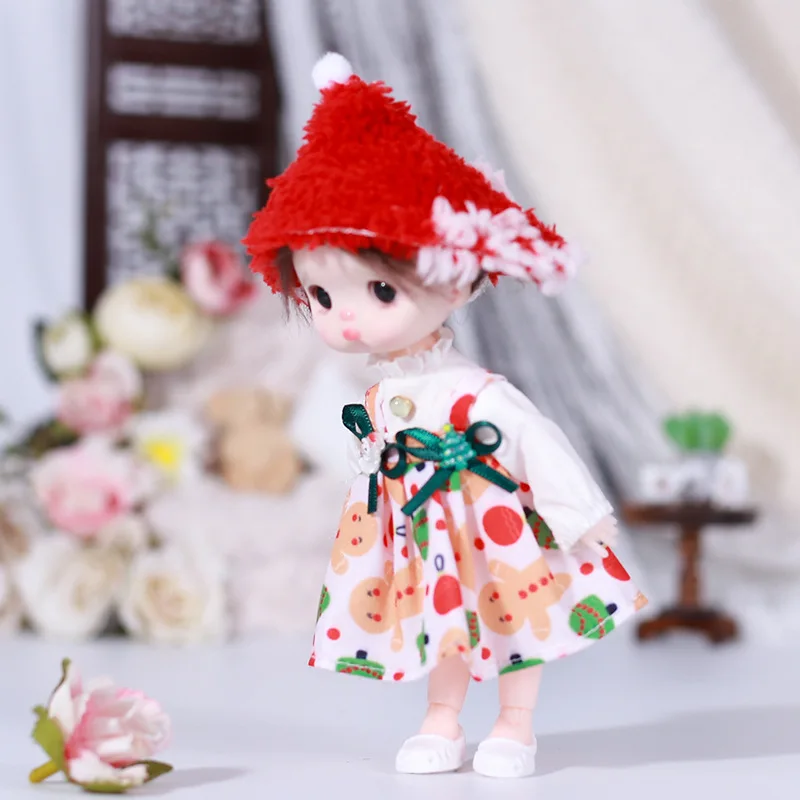 Roupas de boneca de 17cm, roupas de boneca bjd 1/8, estilo chinês, conjunto vermelho, natal e primavera, festival, roupas festivas, acessórios de boneca