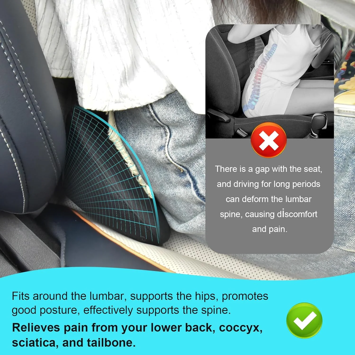 Multi-purpose Back Cushion Lumbar Support Pillow Memory Foam Relieve Pain Lumbar Back Support Cushion for Office Chair Car Seat - view 2