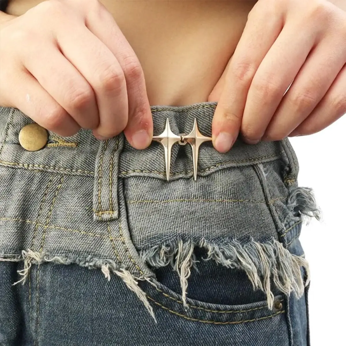 8 Sets Adjustable Star Button Pant Waist Tightener No Sew No Tools Detachable Adjustable Waist Buckle Decorative Pants Accessori