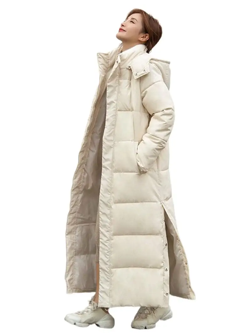 

Women Winter down coat Korean fashion oversize long thick hooded Warm Parka female Snow Outwear jackets white green black