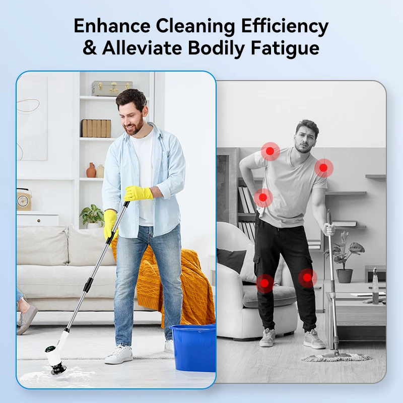 Electric Cleaning Brush Household Cleaning Device Wireless Power Spin Scrubber with 7 Brush Heads Rotary Scrubber with 2 Speeds