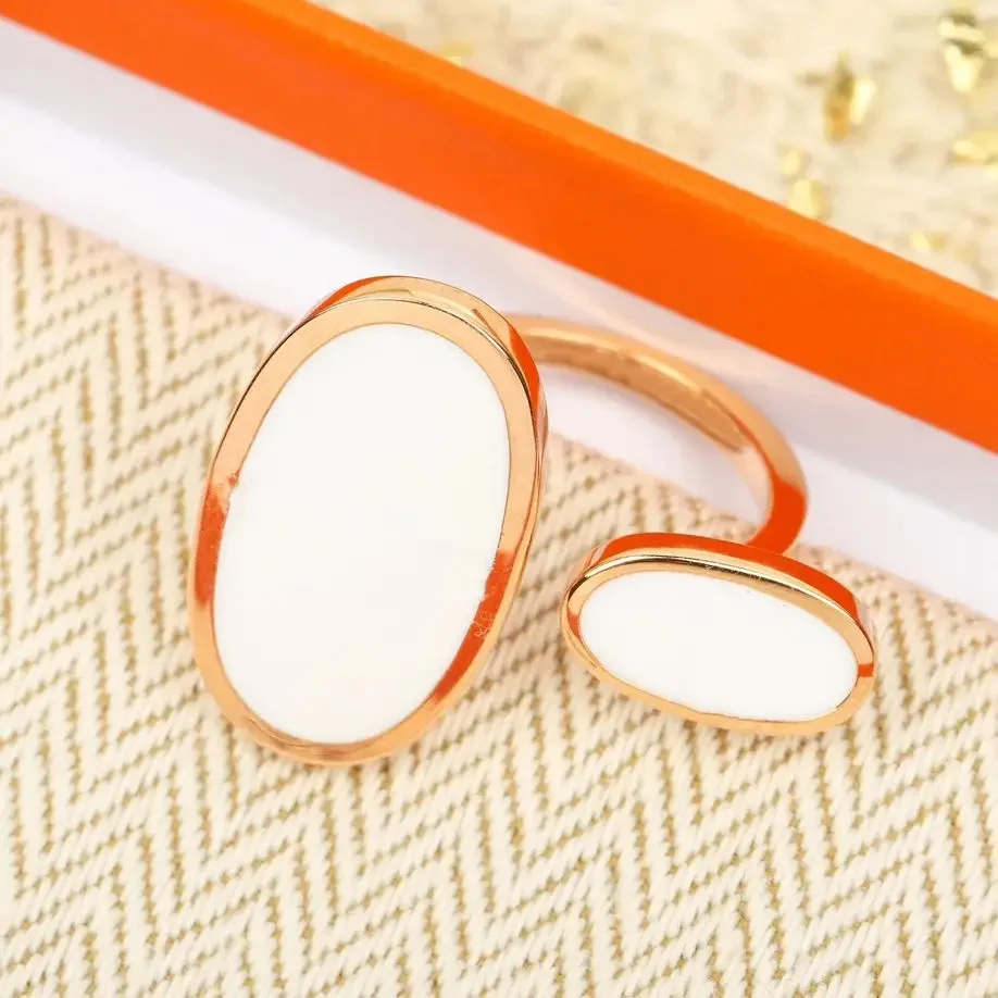 2024 New Europe Designer Top Quality Rose Gold Open White Ring Woman Luxury Jewelry Brand Trend