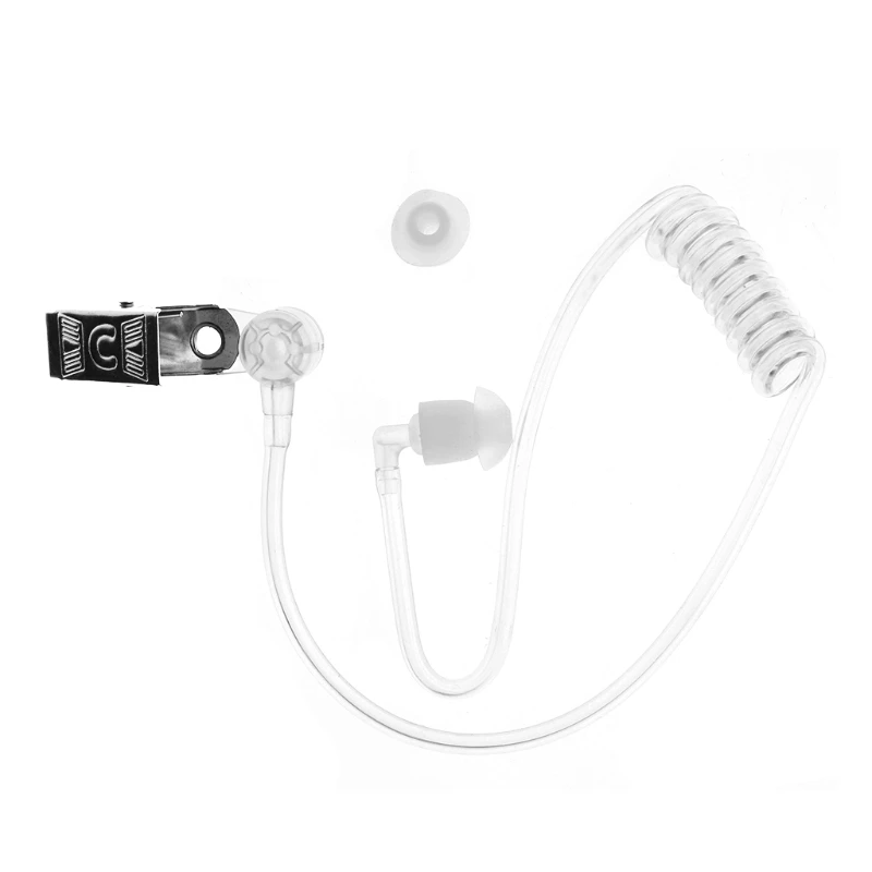 Coil Acoustic Air Tube With Metal Clip Replacement For Radio Earpiece Headset