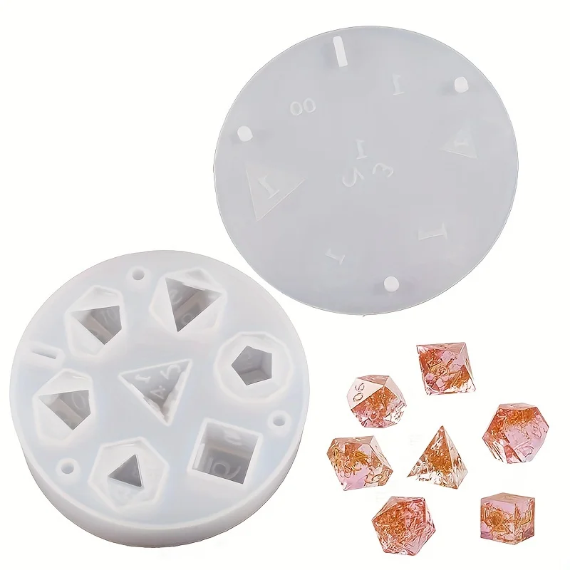 DIY DND Sharp Edge Dice Silicone Mold for 7Pcs Resin Dice Mold