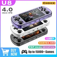 U8 Open Source Retro Handheld Video Game Console Linux System 4.0 Inch IPS Screen Portable Pocket Video Player 128GB Games
