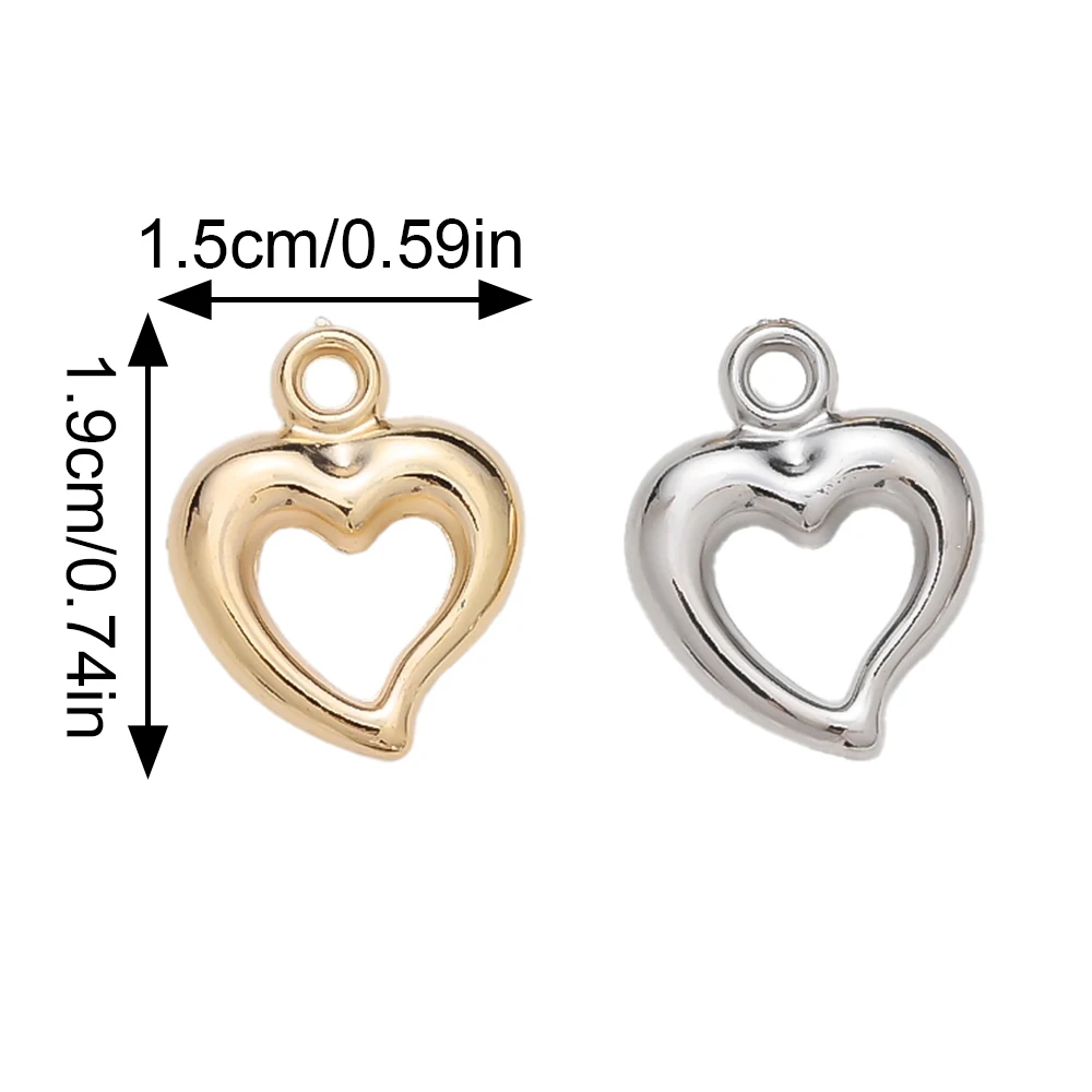 CCB Open Heart Charms 15×19mm 50Pcs Hollow Love Pendant Beads for DIY Earring Bracelet Necklace Handmade Jewelry Making Accesso