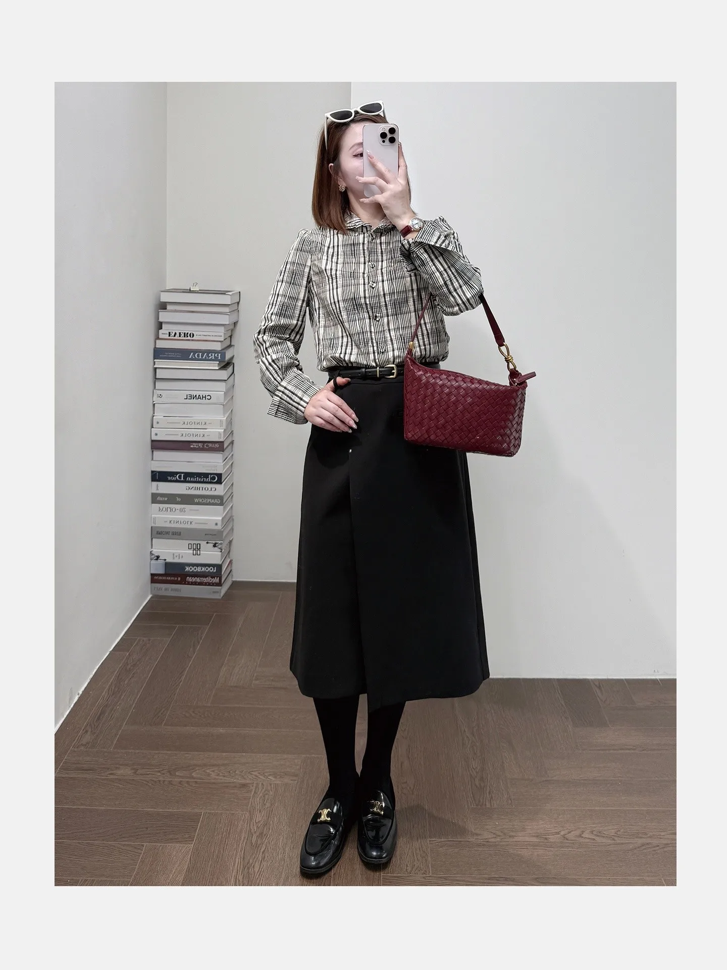 

Шикарная клетчатая рубашка с кружевным воротником, устойчивая к сминанию, с длинным рукавом, прямого кроя, для офиса, модная, осенне-весенняя