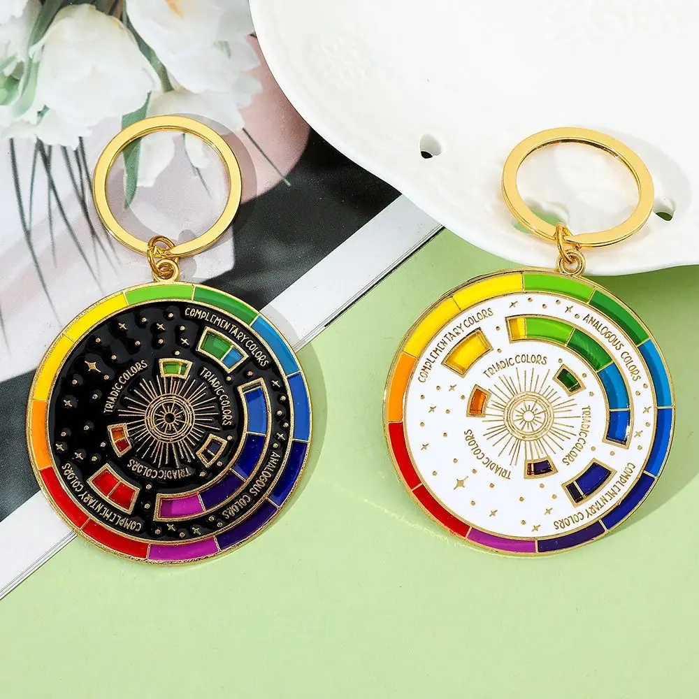 Color Wheel Spinning Color Compass Keychain Palette Rotatable Palette Art Keychain Novelty Creative New Color Wheel Keyring