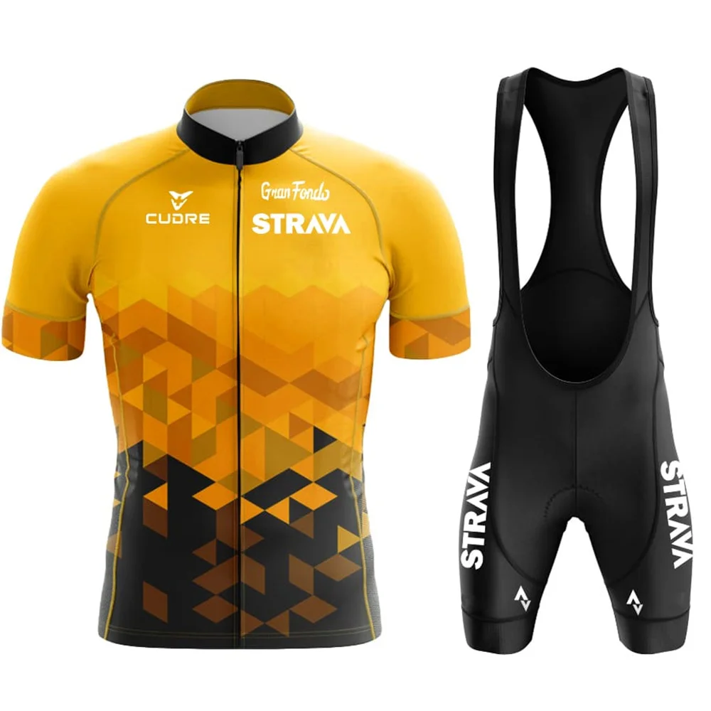 2024 Cycling Jersey Set Strava Summer Short Sleeve Breathable Men\'s MTB Bike Cycling Clothing Maillot Ropa Ciclismo Uniform Suit