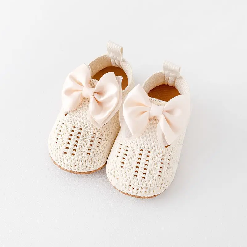 

SXYPAYXS-Baby Girls Princess Flats Cute Bow Knitted Hollows out Shoes Casual Walking Shoes for Newborn Infant Toddler