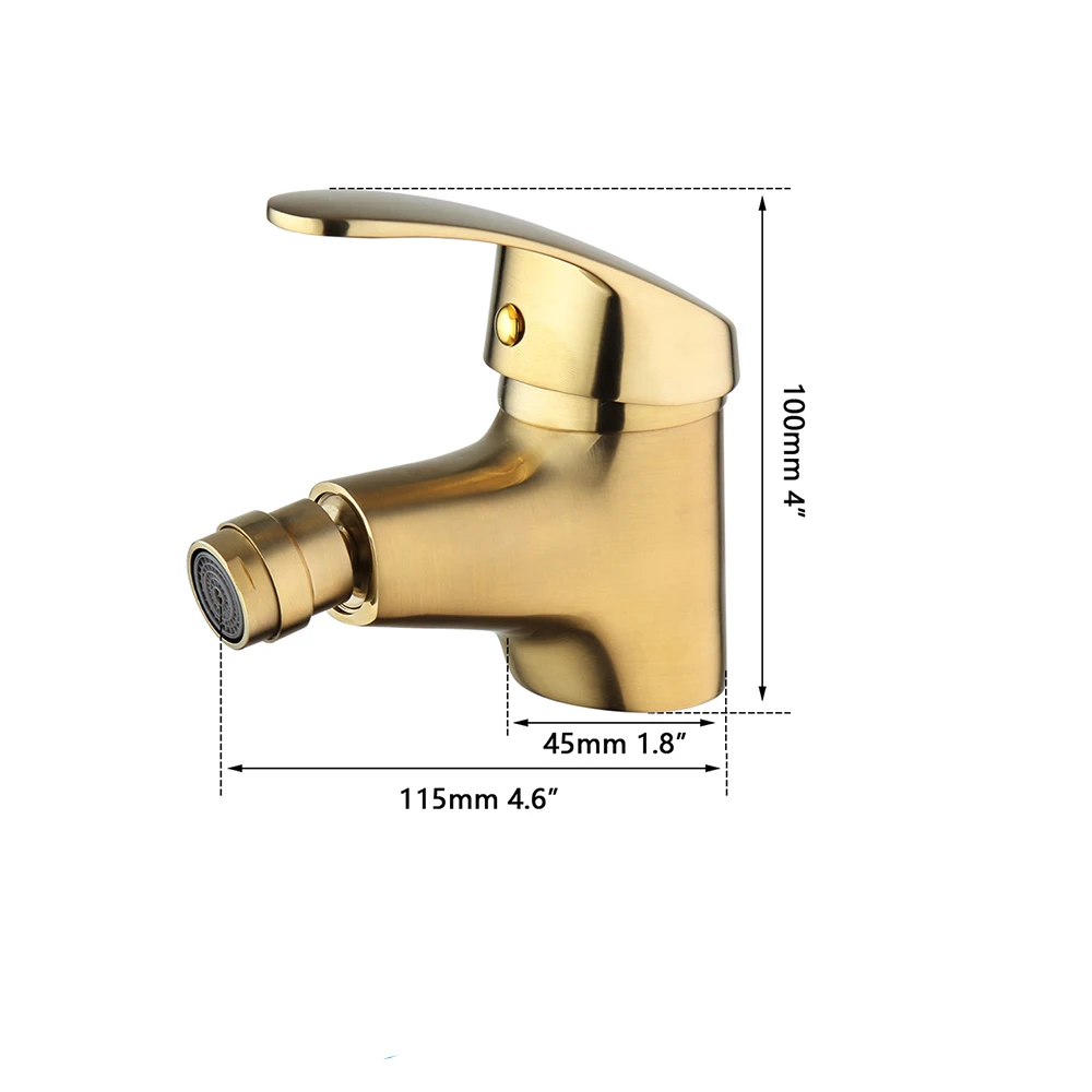 OUBONI Brushed Gold Basin Faucet Solid Brass Vanity Top Sink Faucets Hot Cold Mixer Taps With Single Handle