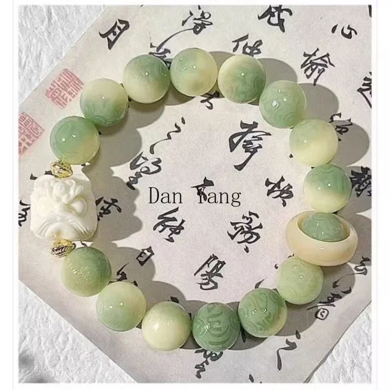 

YJ genuine small lime Bodhi bracelet men's plate play six characters mantra Bodhi child Wenwan Buddha beads lion bracelet