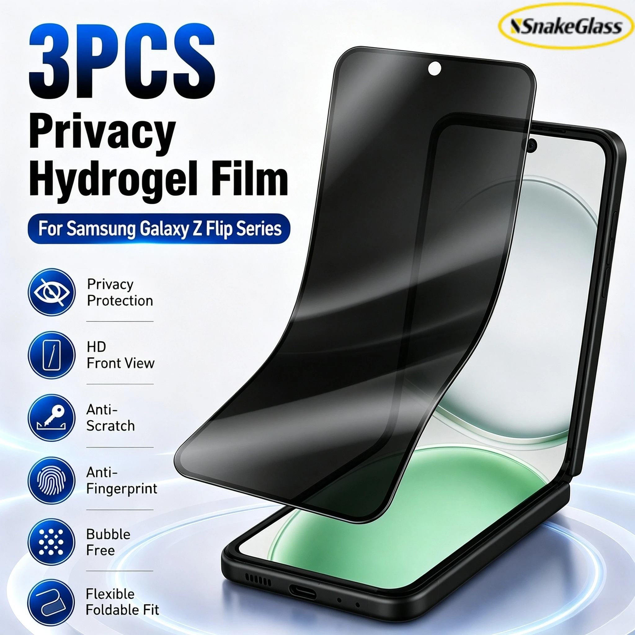 3PCS Privacy Hydrogel Film For Samsung Galaxy Z Flip 7 FE 7 6 5 4 3 5G Anti Spy Screen Protector Smooth Touch Bubble Free