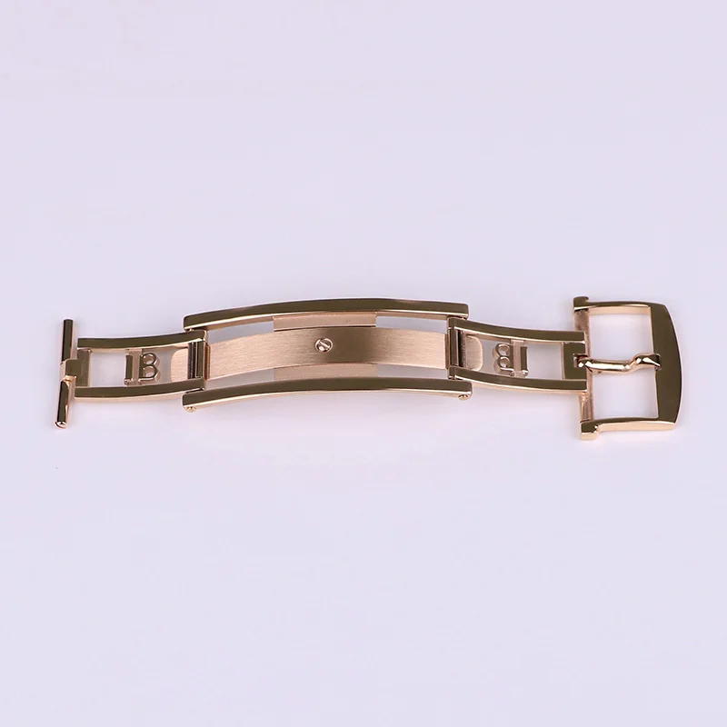 XIANERSHANG Luxury Rose Gold B-lancpain Belt Buckle 316L Stainless Steel Butterfly Buckle 18MM Folding Clasps Watch Accessories