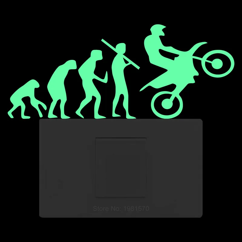 Motocross Racing Evolution Luminous Stickers Child Room Wall Bedroom Switch Home Decor Laptop Fridge Car Window Bumper DIY Decal