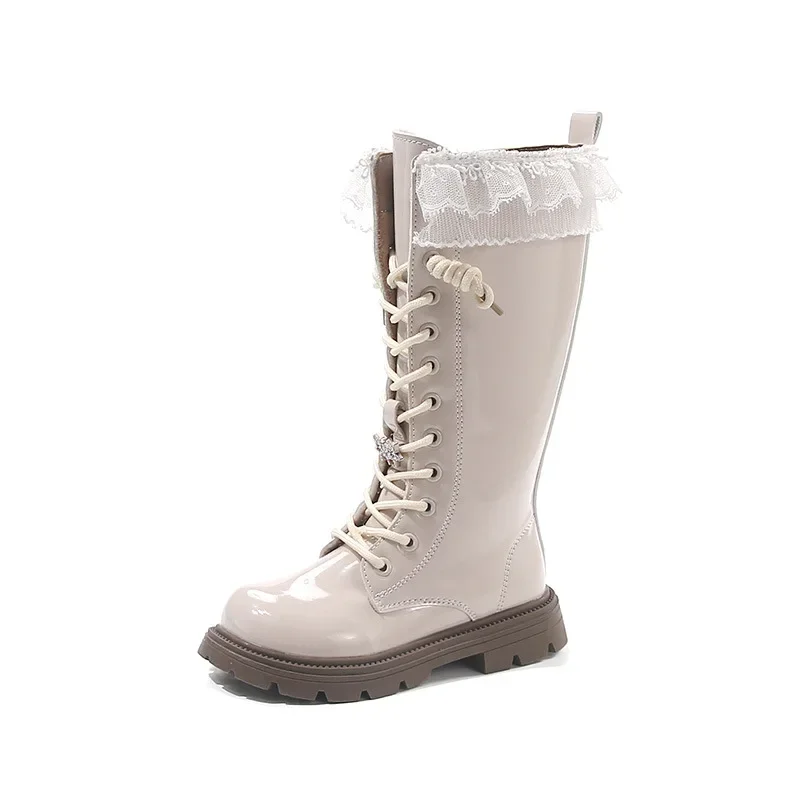 الفتيات الأخفاف أصابع مستديرة توج لينة أسفل الاطفال الأحذية الجلدية تنوعا 2025 الخريف الشتاء الأطفال أحذية عالية عدم الانزلاق الحلو #6