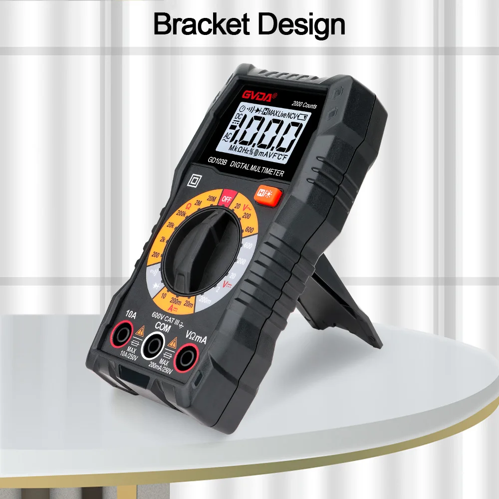 Imagem -04 - Gvda Multímetro Digital Dmm Voltímetro True Rms ac dc Ohm Medidor de Tensão Tester Resistência 2000 Contagens Multitester Diodo Tester