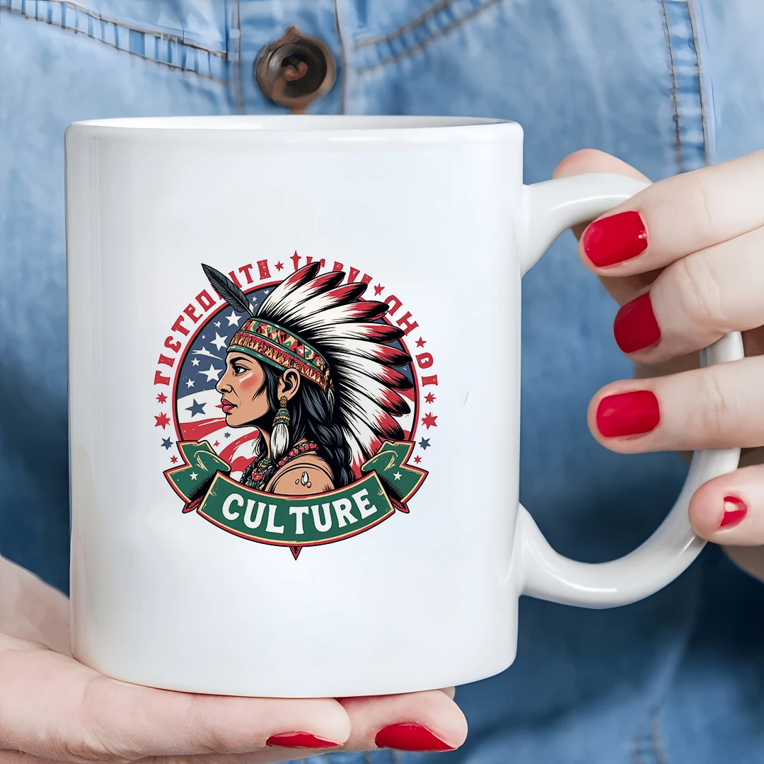 

11oz Ethnic Style Mug + Traditional Clothing Illustration Cup Christmas Cultural Gift Home Office Hot & Cold Beverage Cup