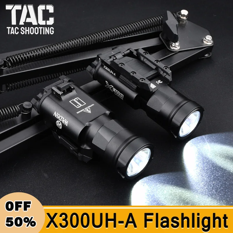 WADSN X300 Metal Flashlight X300UH-A Hanging Pistol Lamp White LED Helmet Light Hunting Scout Airsoft Accessories Fit 20MM Rail