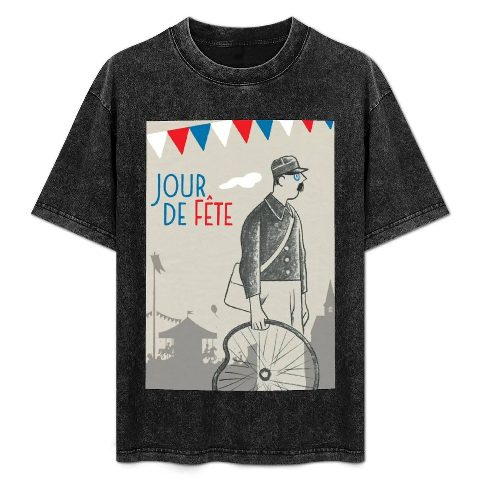 

Jour de fete - The Big Day by Jacques Tati T-Shirt Daily Wear Plain Short Sleeve Shirt