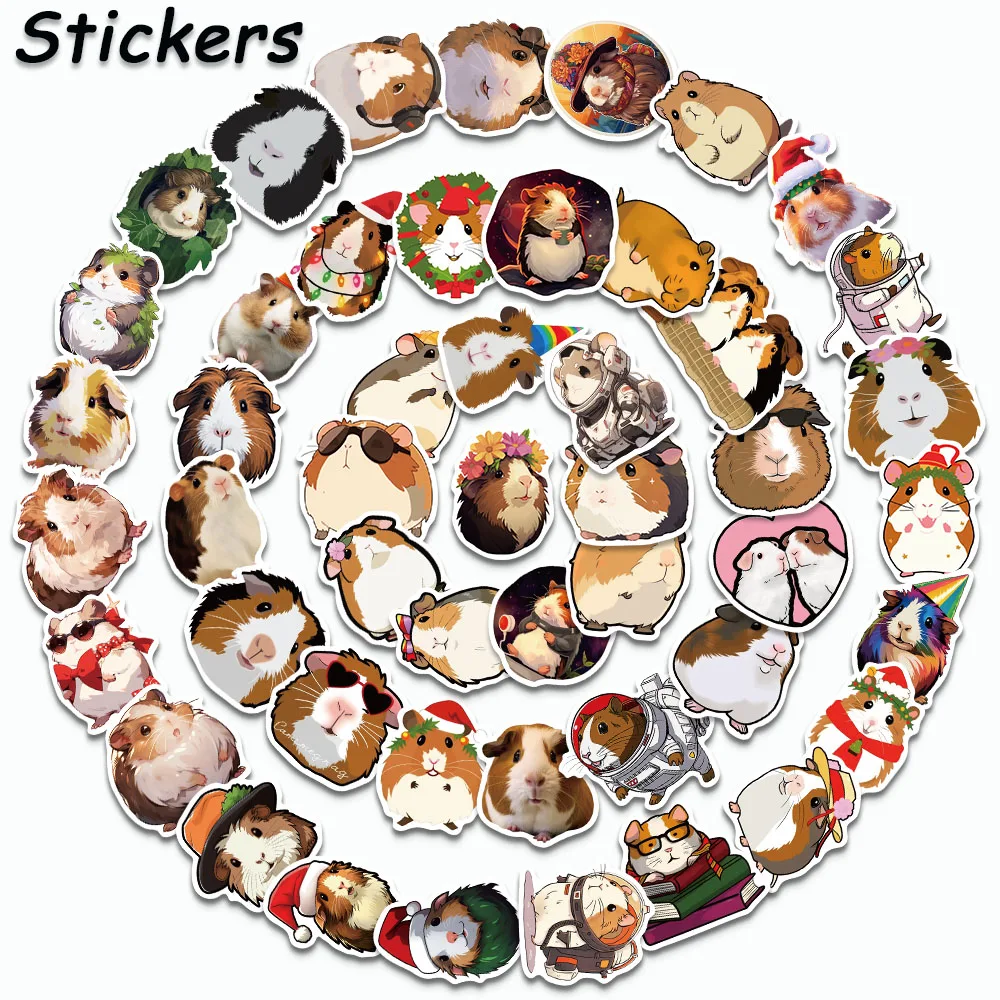 50PCS Cartoon Guinea Pig Stickers Cute Animals Decorate Decal For Children's Gift Laptop Phone Guitar Luggage Graffiti Stickers