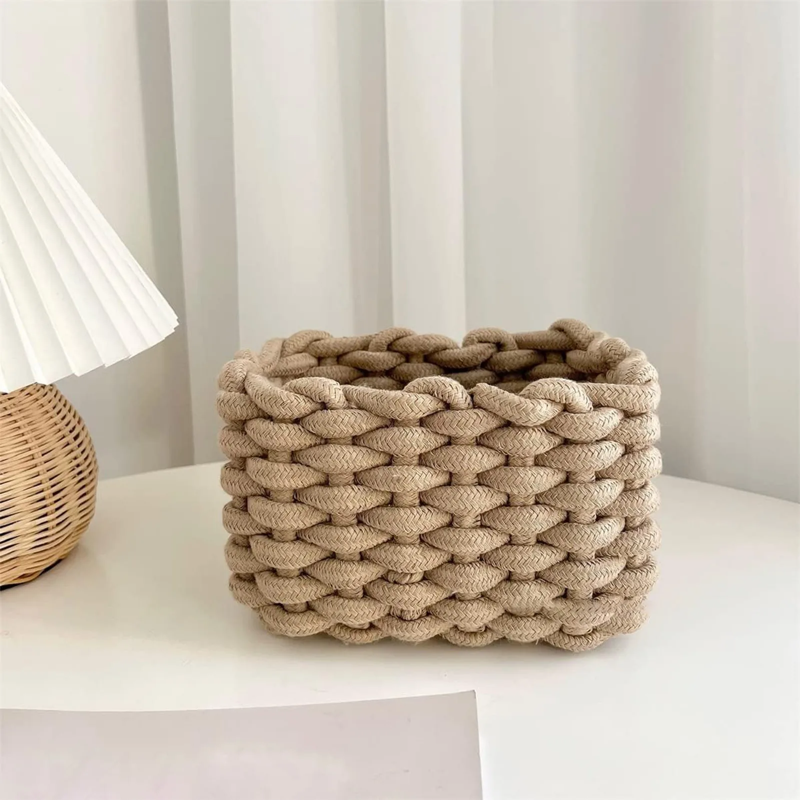 Handmade Cotton Organizer Basket Eco-Friendly Material Closet Rack Baskets for Home Bathroom Accessories