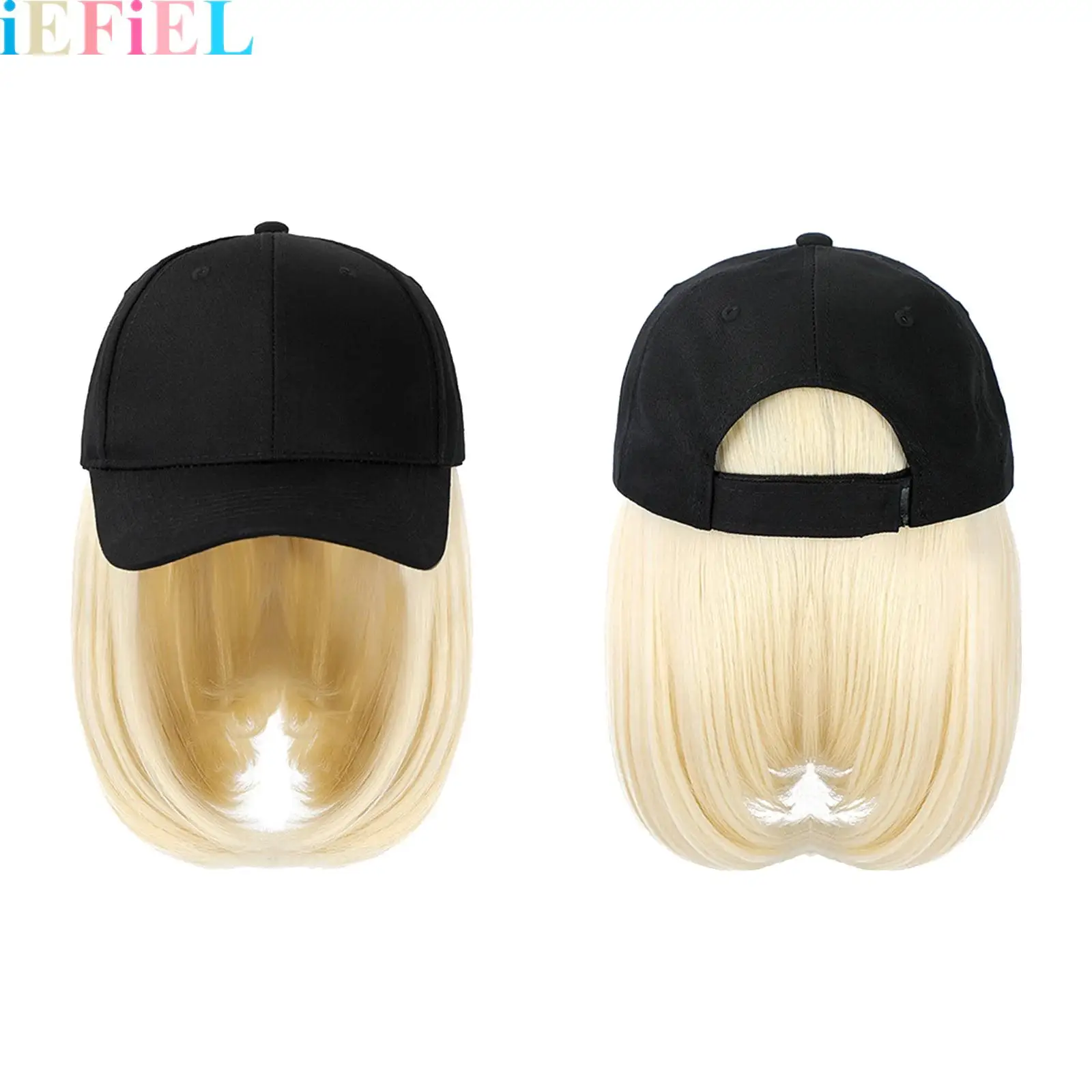 

Women Hat-wig Full-head Baseball Cap One-piece Short Bob Hair Collarbone-length Hair for Outdoor Activities
