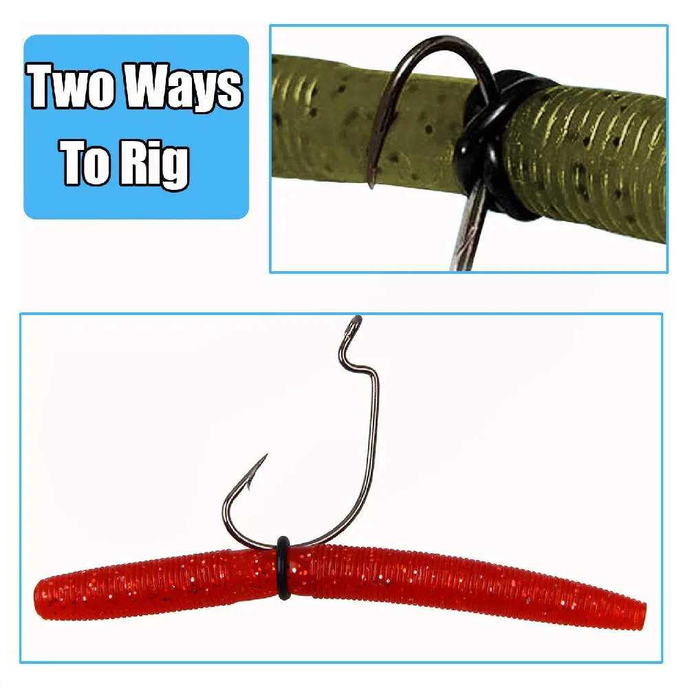 200 Stück Gummi-verrückte O-Ringe, verrückte Wurm-Rig-Kit für weiche Wurmköder aus Kunststoff, Angelhaken für Barschangeln, verrücktes Rigging-Werkzeug – Detail 4