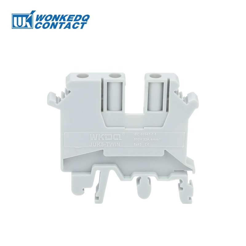 10Pcs UK5-TW Double Connection One Side Screw Connection UK 5 Twin Termin Strip Wire Connector DIN Rail Terminal Block UK 5-TW