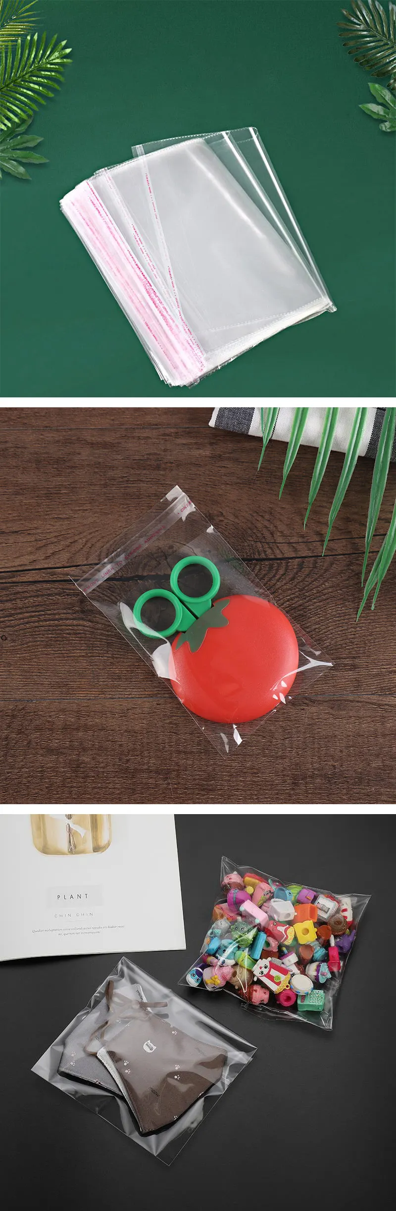 Selbstklebende Zellophanbeutel aus Kunststoff, Opp, transparent, versiegelt, Schmuck, Geschenk, Lebensmittel, Süßigkeiten, Kleidung, Kuchen, Verpackung, durchsichtige Beutel – Detail 5