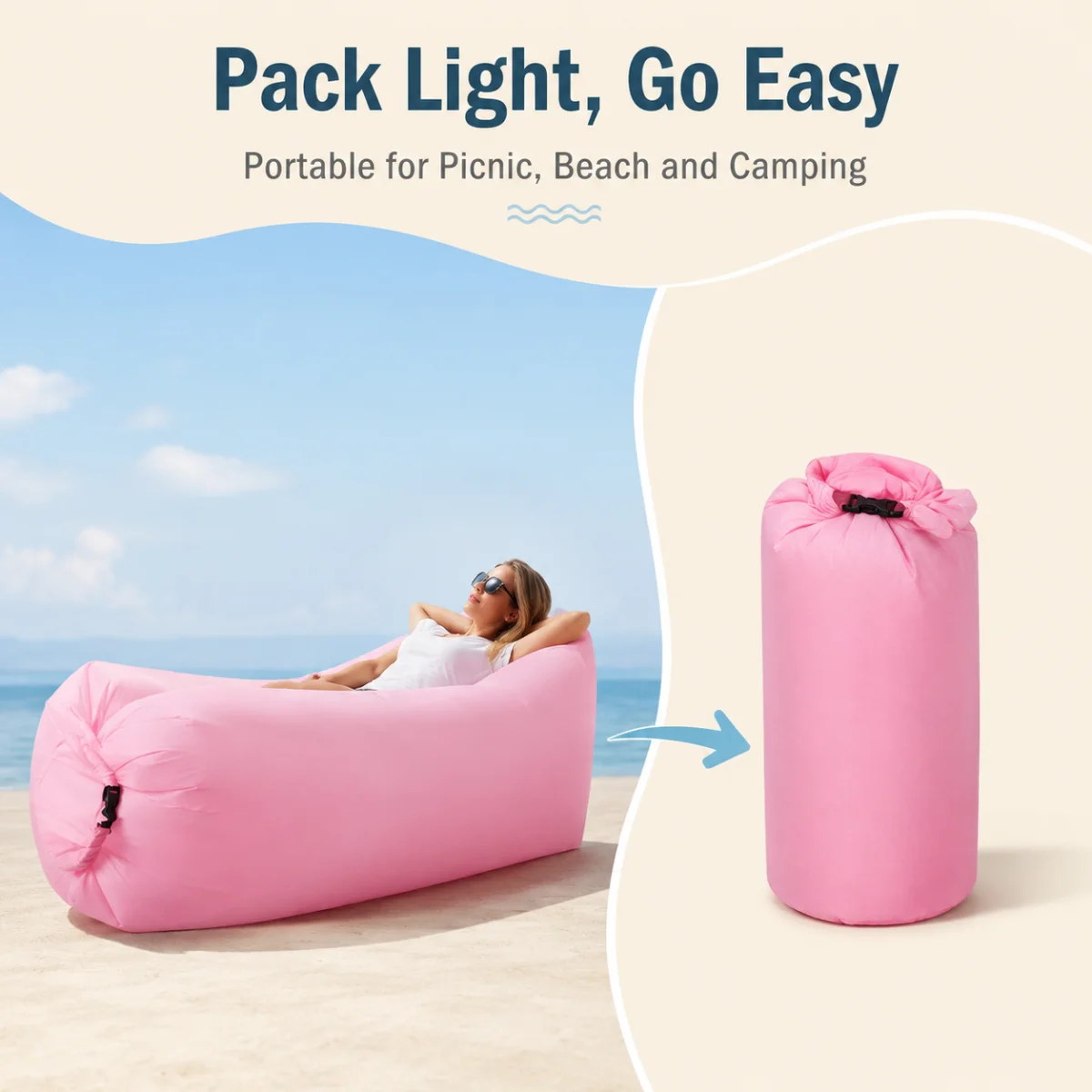 Selected Air Sofa, Single Lounge Chair, Portable Camping, Lunch Break, Music Festival Sofa, Outdoor Lazy Sofa image 4
