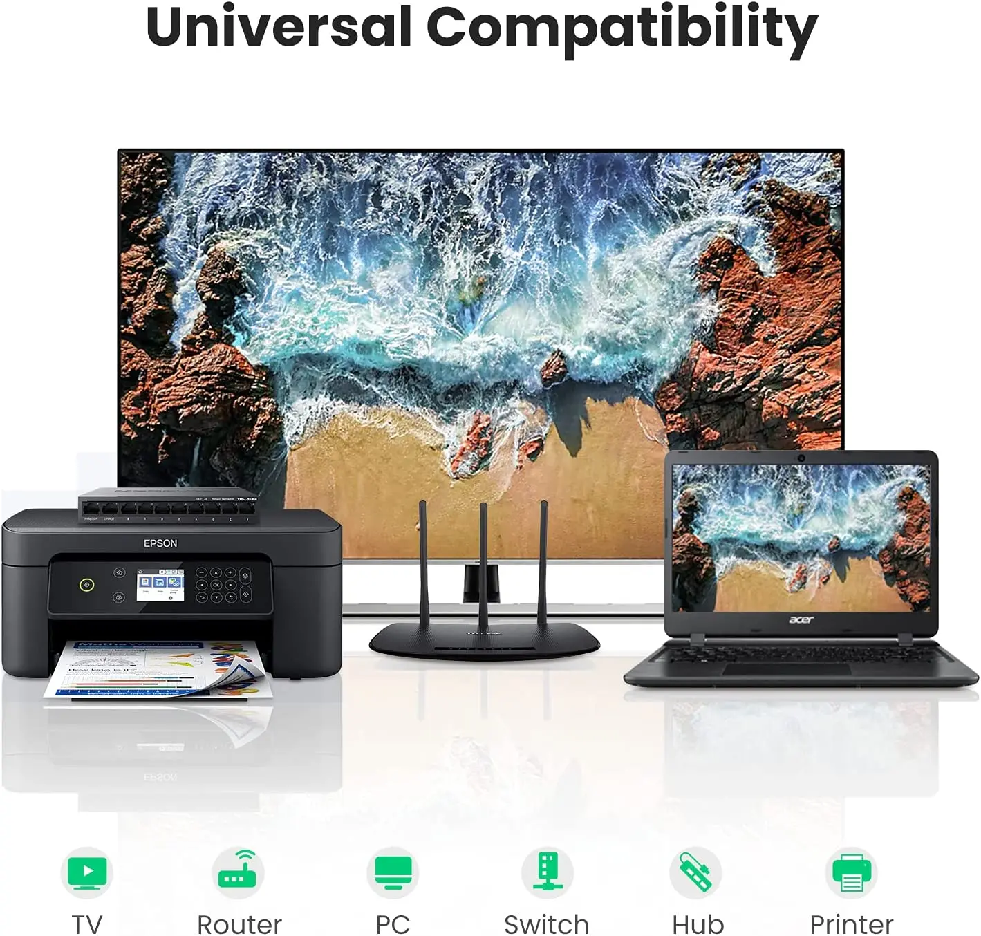 UGREEN RJ45 Accoppiatore Ethernet Extender 1000Mbps Cat7 Cat6 Cat5e Adattatore prolunga cavo Ethernet da 328 piedi