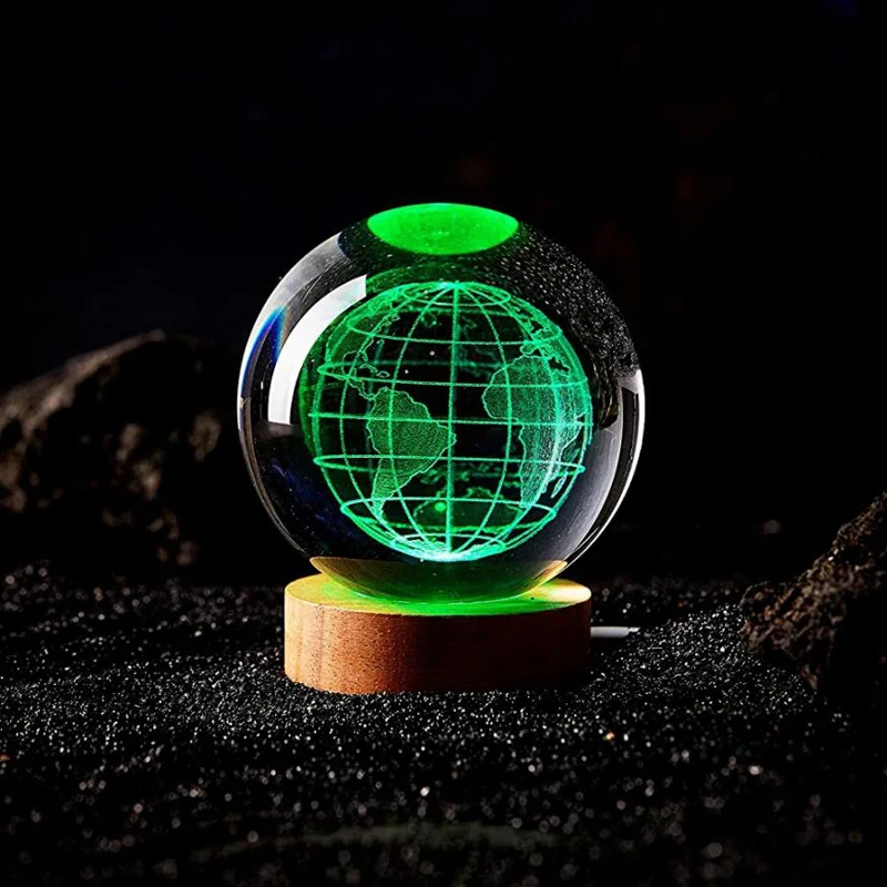 3D Earth crystal ball Color night light,Birthday girlfriend classmate wife children christmas day gift home decoration