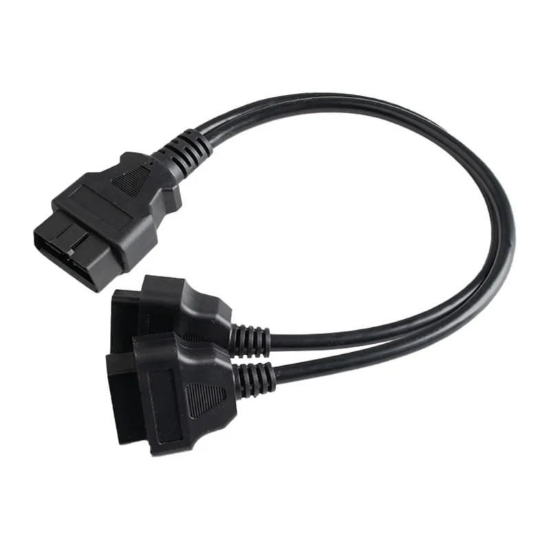 1対2 16ピンオス-デュアルメスOBD2延長スプリッターケーブルストレートワイヤープラグアンドプレイ安定した信号車診断機器用