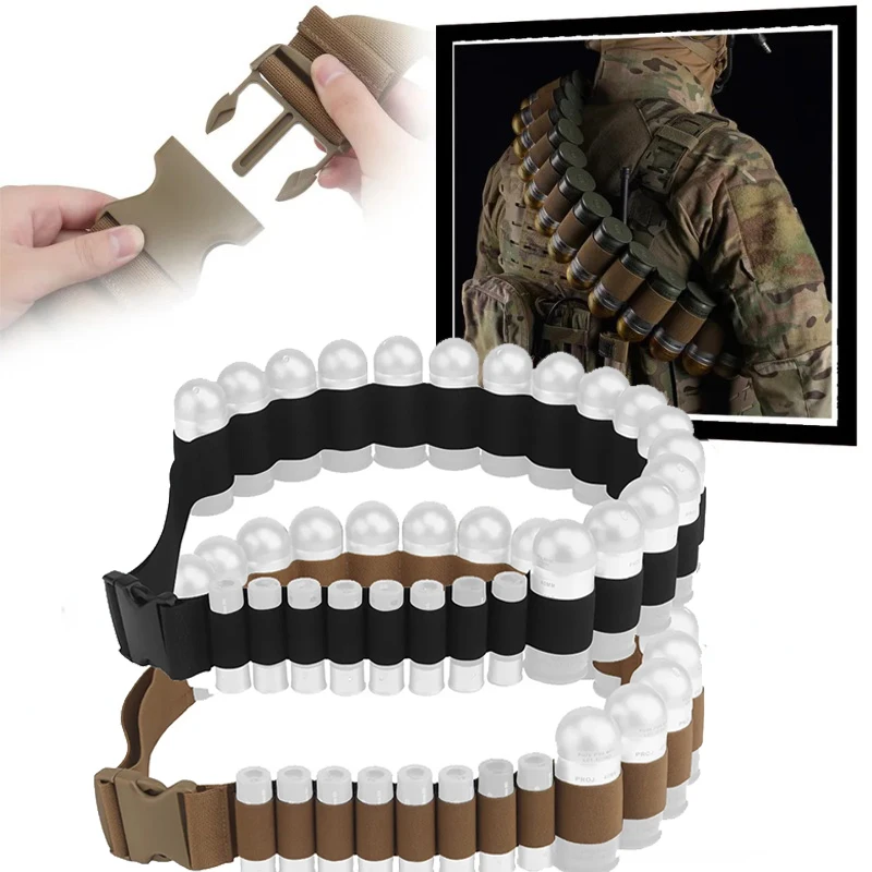 Tactical 16 Grenade Shells 8 Shotgun Shells Holder Bandolier Cartridge Belt  Ammo Carrier Adjustable Rifle  Airsoft Hunting