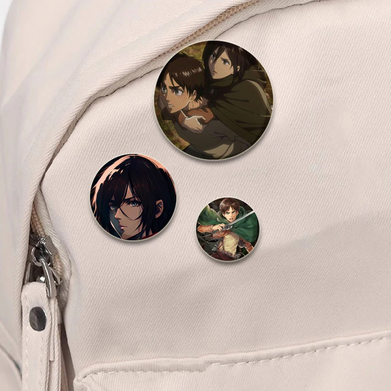 Eren Yeager Mikasa Ackerman Reiner Braun Badge Comic Anime Brooches Handmade Cute Enamel Pins for Clothes Backpack Jewelry Gifts