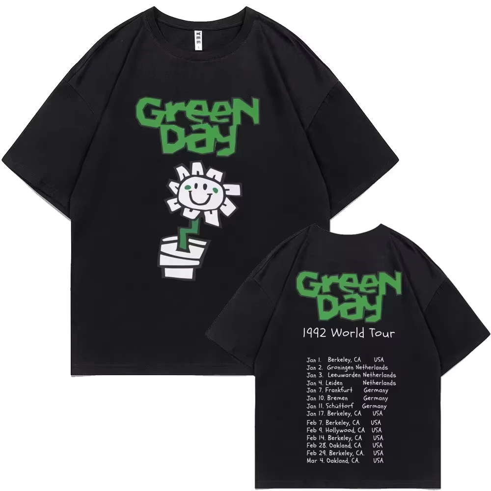 Best Famous Band Green Day 1992 World Tour T Shirts Men women Vintage Gothic Rock Tshirt Women Cotton Casual T-shirts