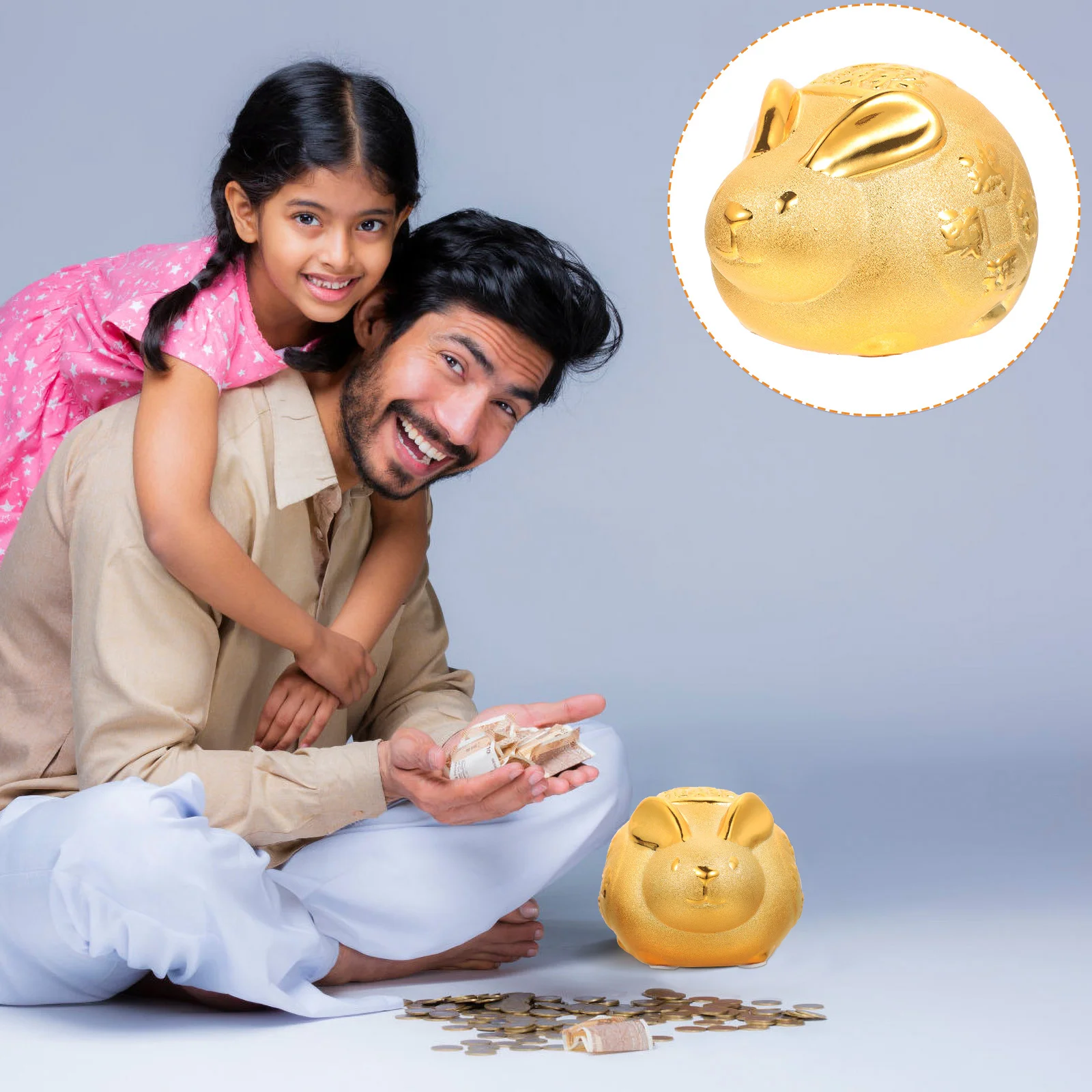 

Flat Bottom Piggy Bank Large Rabbit Piggybank Chinese Attractive Design Ceramic Piggie