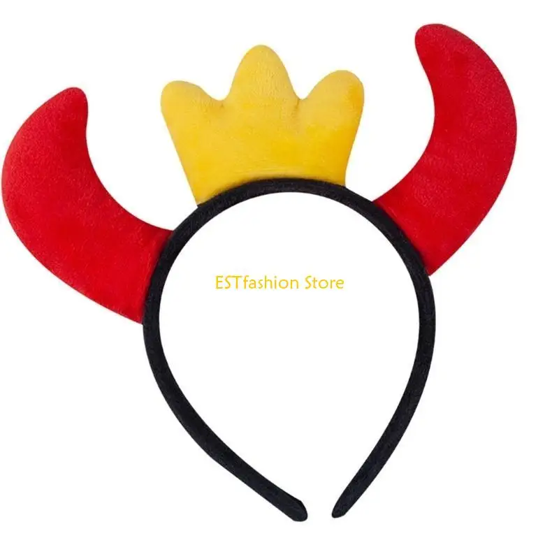 Y5GC Holiday Devil Horn Headwear Wasbaar Practical Halloween Cosplays Prop Comfortabele Fit Kids volwassenen Kostuum