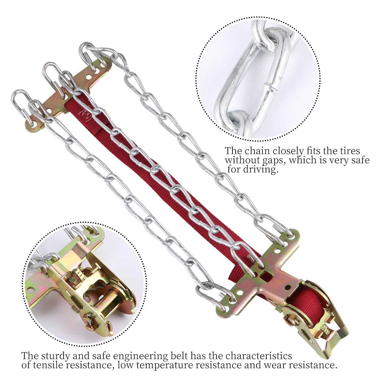 타이어 미끄럼 방지 강철 체인 눈 진흙 자동차 보안 클립 온 체인 자동차 3 체인 균형 디자인 아이스 체인