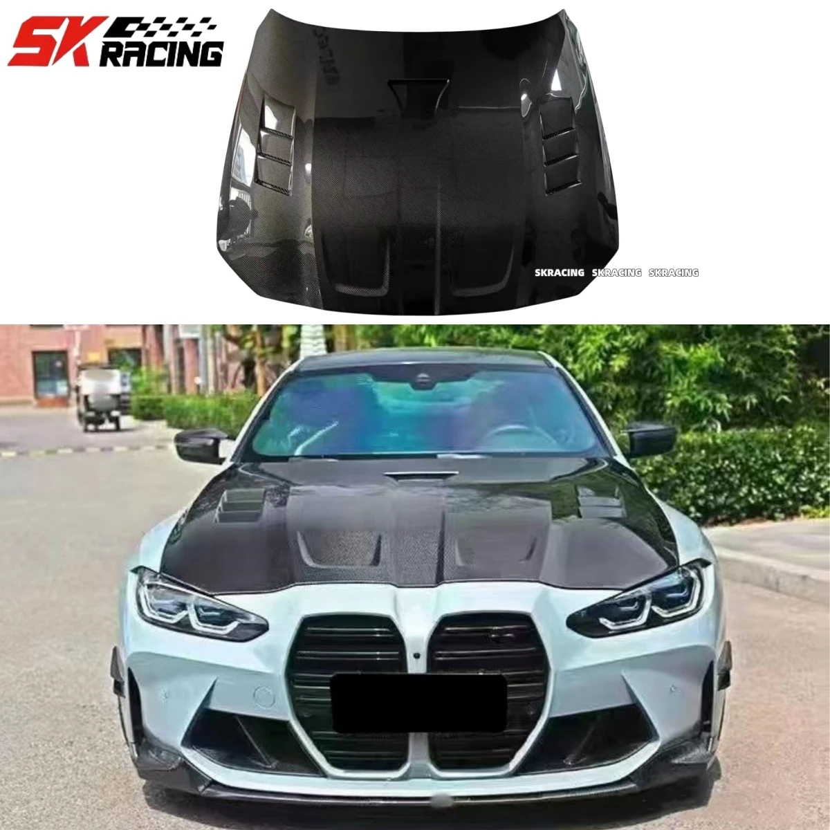 

Капот из натурального углеродного волокна, сменная панель, отделка для BMW M3 M4 G80 G82 G83 2021-2023, передняя крышка двигателя, капоты, комплекты кузова автомобиля