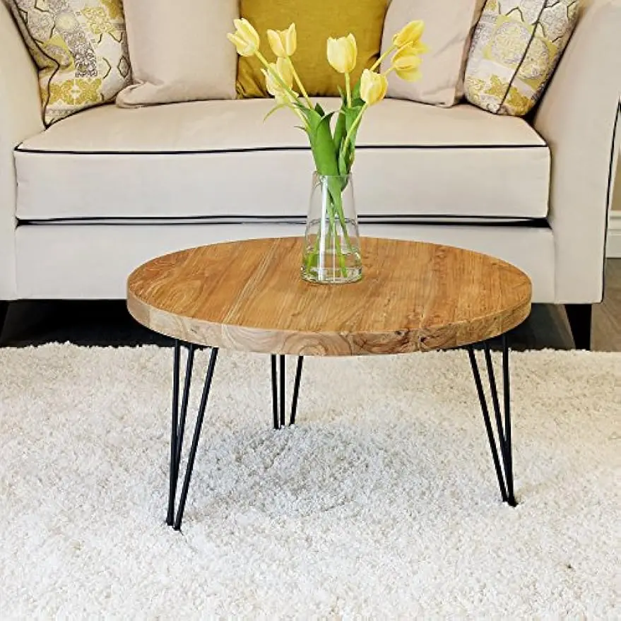 

Rustic Round Old Elm Wooden Coffee Table