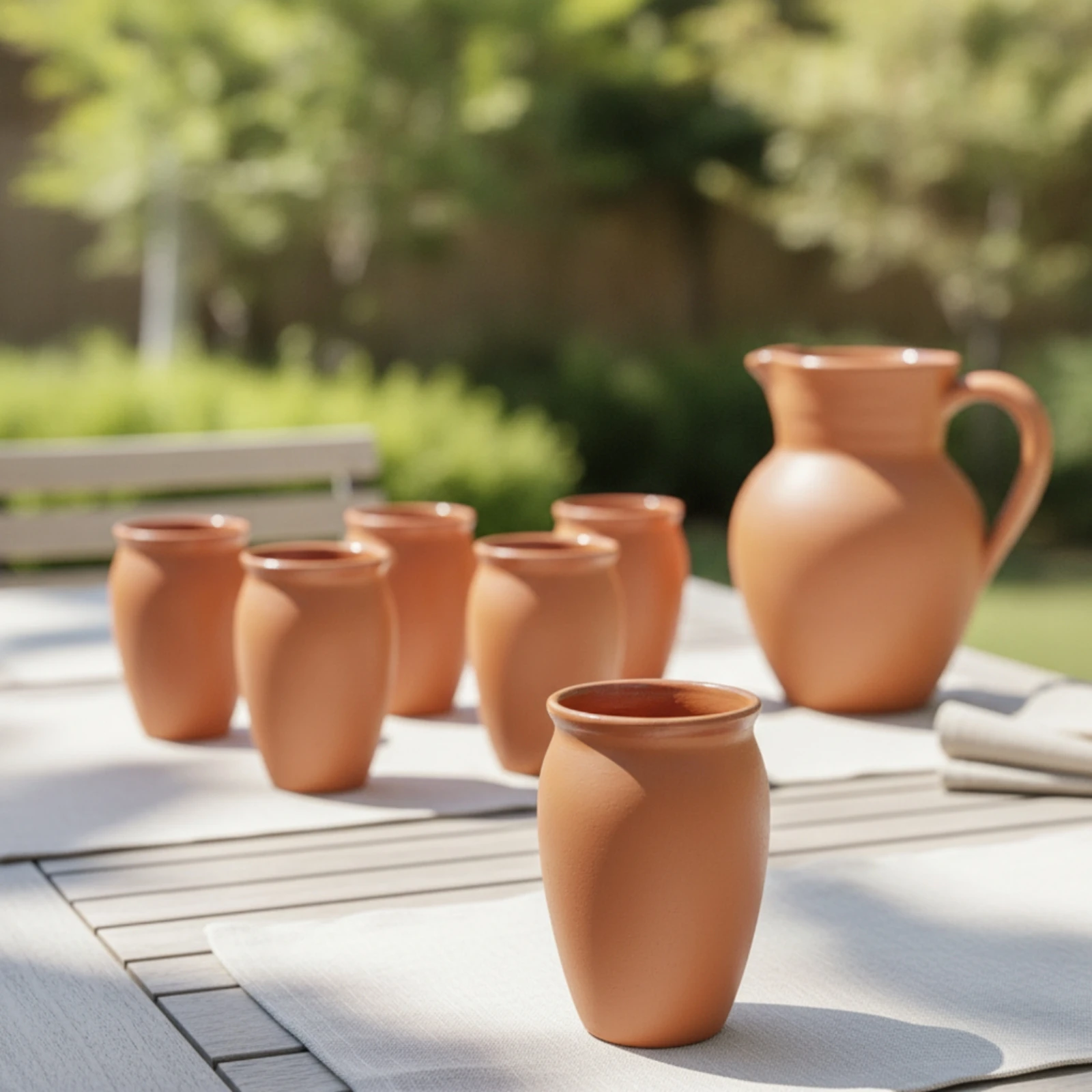 6 Pieces Ceramic Drinking Cups Terracotta-Colored Cups with Glazed Finish Ceramic Cup Tapered Oven-Safe for Hosts, Home Lounges