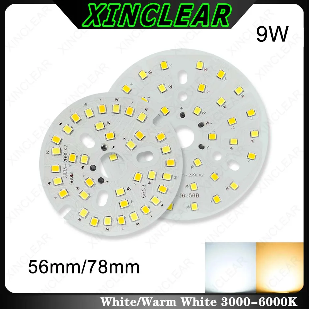 10 pannelli luminosi a LED ad alta luminosità 9W diametro 56mm 78mm SMD 2835 con perline lampada substrato PCB per modifica sorgente luminosa fai da