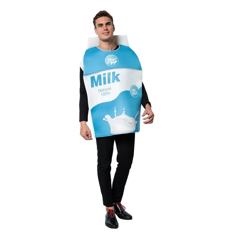 Adult Funny Milk & Cookie Cosplay Costume Men Women Halloween Food Couple Outfits Carnival Easter Purim Fancy Dress