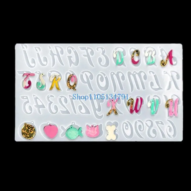 98km Letter Number Silicone Resin Casting Molds Keychain Making for Jewelry Pendant
