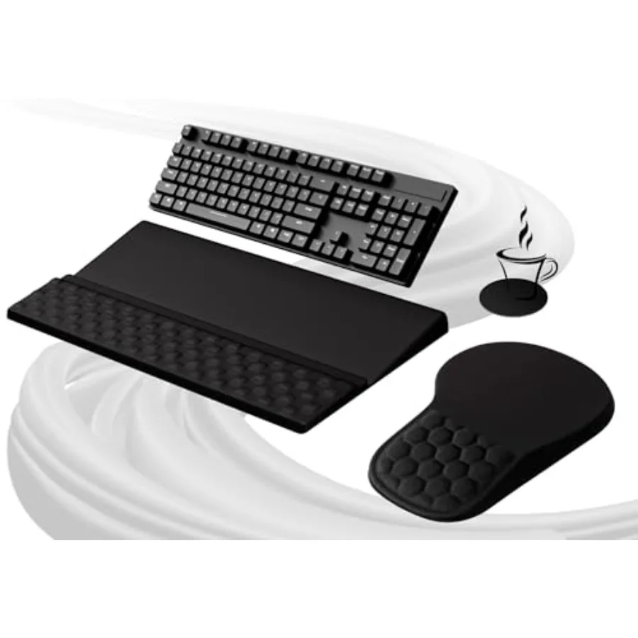 Ergonomic Mouse Pad and Keyboard Stand Wrist Rest Set, Memory Foam Comfort, Pain Relief for Typing, Office Desk Accessories