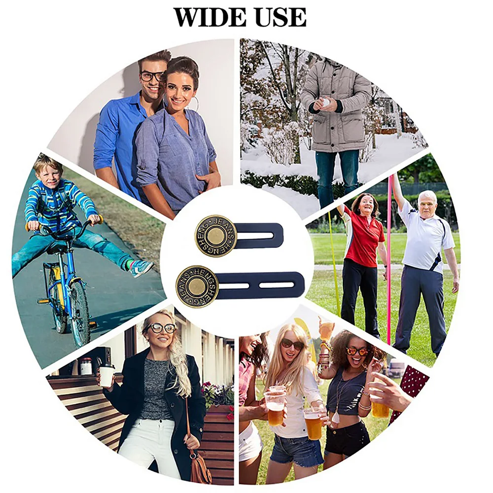 6pcs Universal Waist Expander DIY Crafts Metal Button Jeans & Pants Waist Extended Buckle Retractable Waistline Extended Button image 5